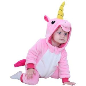 Doladola Baby Jongens Meisjes Flanel Dier Hooded Eenhoorn Rompertjes Peuters Jumpsuits Baby Outfit(roze eenhoorn, 18-24 maanden)