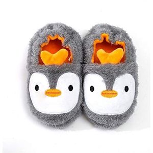 MASOCIO Pantoffels voor kinderen, meisjes, jongens, zachte pluche pantoffels, antislip, slippers, pinguïn, 22/23 EU