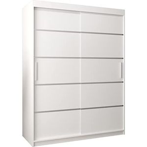 MEBLE KRYSPOL Verona 1 schuifdeurkast 150 cm kledingkast met kledingstang en plank slaapkamer woonkamer kast schuifdeuren modern design (laden: 0, wit)
