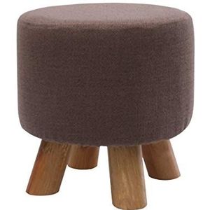 Ronde houten steun gestoffeerde voetenbank poef poef gewatteerde stoelkruk met afneembare linnen hoes 4 beukenpoten (blauw) (Color : Brown, Size : 29x29x29cm)