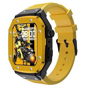 OFWAX Siliconen Horlogeband Metalen Horloge Case Horloge Armband Beschermende Bumper Cover, Voor Apple Watch 44mm 45mm 9/8/7/6/5/4/SE Serie Vervangen Horlogeband Accessoires, 44mm, agaat