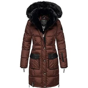 Navahoo Warme winterjas voor dames, parka, gewatteerde mantel, lang, B871, chocolade, L