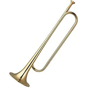 Trompet Hoorn 18,7 Inch Messing Bugel Oproep Vergulde Trompet Cavaleriehoorn Met Mondstuk Voor Beginners Bugel