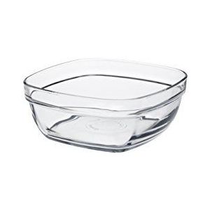 Duralex 2033AF06C4111 Lys Carré schaal, stapelschaal, kom, 14 x 14 cm, 610 ml, glas, transparant, 6 stuks