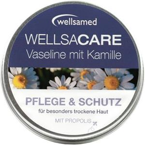 Wellsamed Wellsacare Vaseline Crème, 50 ml, met kamille en goudsbloem voor droge huid en lippen, verzorgt en beschermt, vochtinbrengende crème met vitamine E en propolis, 1 stuk