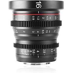 Meike 16mm T2.2 Handmatige Focus Groothoek Vaste Prime Cinema Lens voor M43 Micro Vier Derde MFT Mount Camera's en Cinema Camera BMPCC