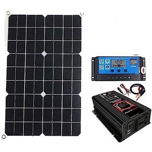 Omvormer 110-220 Solar Batterij Inverter 4000 W/6000 W Zonnepaneel 18 W Controller LED Display Solar Inverter batterij Smart Opladen Board Beschermt elektrische apparaten(Color:Yellow 4000W,Size:12V_6