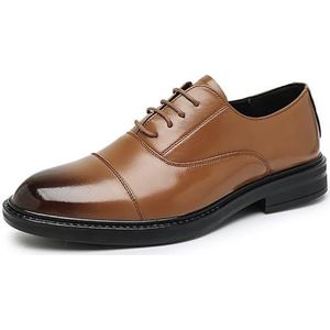 Formele schoenen Oxford for heren Veterschoen Teen Vegan lederen derby schoenen Effen kleur Antislip rubberen zool Antislip Lage bovenkant Antislip Feest (Color : Brown, Size : 38 EU)