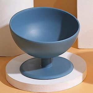 Pet Bowl, Moderne Kunststof Verhoogde Kattenbak Gekanteld Anti Kantelen voor Thuis voor Water (Diepzeeblauw)