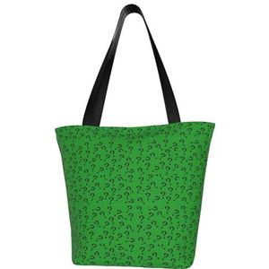 BeNtli Schoudertas, canvas draagtas grote tas vrouwen casual handtas herbruikbare boodschappentassen, vraagteken in groen, zoals afgebeeld, Eén maat