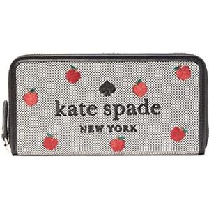 Kate Spade Ella Apple Toss Geborduurde Grote Continental Zip Portemonnee Zwart Multi, Zwart Multi, Continental, Zwart Multi, Continent