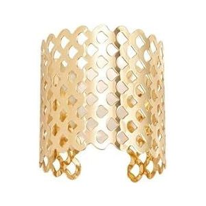 Sieraden uitgeholde golf geschulpte wijd open armband metalen armband vrouwelijk (Color : Golden)