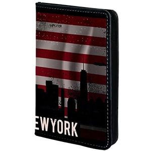Paspoorthouder, paspoorthoes, paspoortportemonnee, reisbenodigdheden vintage bronx-New York City Amerikaanse vlag, Meerkleurig, 11.5x16.5cm/4.5x6.5 in