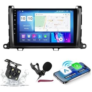 Android 14 Autoradio Navi voor T-oyota Sienna (2009-2014) 9 ""Schermradio met draadloze carplay Android Auto GPS Navigatieondersteuning Bluetooth 5.0 HIFI FM 5G-WiFi SWC MIC-camera,M300s