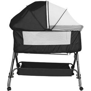 wieg, in hoogte verstelbare wieg voor pasgeborenen, opvouwbaar reisbed met wasbare matras en reistas -Kinderbedje met 4 Hoogte Levels -104 * 52 * 100-110 cm-zwart
