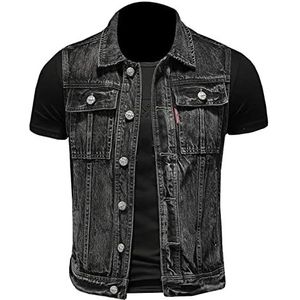 Men's Denim Vest,Sleeveless Jacket Vintage Casual Jean Vest for Men Biker Gilet Motorcycle Jacket