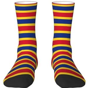 Evengigy Vlag van Roemenië Grappige Sokken Crazy Fashion Cool Gepersonaliseerde Zachte Crew Sokken voor Mannen Vrouwen Unisex, Wit, One size