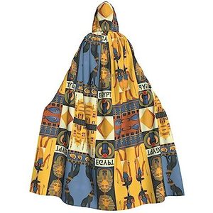 Bxzpzplj Ancient Egypt Tribe Series Hooded Mantel voor mannen en vrouwen, volledige lengte Halloween maskerade cape kostuum, 185 cm