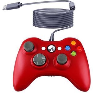 OSTENT Bedraad USB-Controlemechanisme Gamepad Joystick voor Microsoft Xbox 360 Console Windows PC Laptop Computer Videogame Kleur Rood