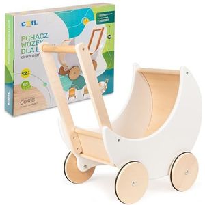 COIL Poppenwagen, loophulp, houten loophulp, rubberen wielen, kinderspeelgoed