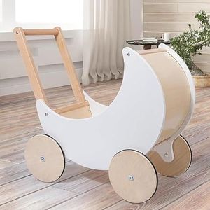 COIL Poppenwagen, loophulp, houten loophulp, rubberen wielen, kinderspeelgoed