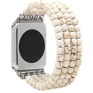 1 stuk natuursteen rekbare armband voor Iwatch Band, compatibel met 38 mm/40 mm/41 mm/42 mm/44 mm/45 mm/49 mm Unisex kralenband voor Apple Watch Ultra SE Serie 8 7 6 5 4 3 2 1, 38mm/40mm/41mm, agaat