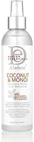 Design Essentials Natuurlijke kokos- en monoi-kokosnoot waterkrullen verfrisser met zonnebloem, marshmallowwortel en aloë, 237 ml
