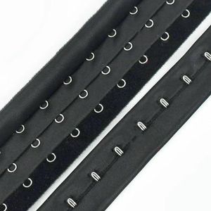 1/2 Yards 3 Rijen BH Verlenger Ondergoed Verstelbaar Haak-en-Oog Korset Verlengband Lint Tape DIY Decoratie Naai Accessoire-Zwart-2 Yards