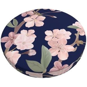 GRatka Hoes voor ronde kruk, barstoelhoes, Home bar, antislip zitkussen, 30,5 cm, bloemen kersenbloem sakura marineblauw