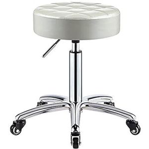 JAVPTAV Kruk met polyurethaan wieltjes, rond, zonder rugleuning, hydraulisch, draaibaar, in hoogte verstelbaar van 41 tot 56 cm, voor SPA, woonkamer, dokterspraktijk, tatoeage, thuis, winkel en