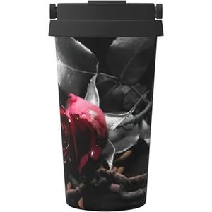 OdDdot Gothic Black Roses Print Travel Coffee Mug Geïsoleerde Koffie Cup Herbruikbare Koffie Cups Vacuüm Rvs Mok