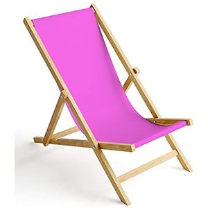Ferocity Houten ligstoel, inklapbaar, klapstoel, zonnebed, strandstoel, wisselovertrek, motief roze [119]