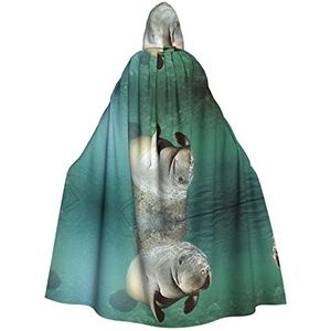 Halloween cape met capuchon oceaan dier lamantijn cosplay verkleedkostuum voor Halloween Kerstmis kostuum feest