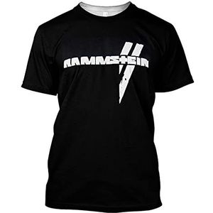 Rammstein Heren T-shirt witte strepen officiële band merchandise fan shirt zwart met effen voor- en achterkant schuimprint, zwart, S