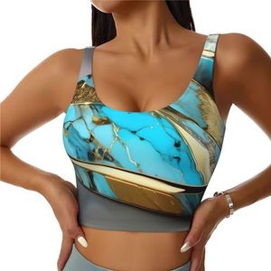 Turkoois Marmeren Print Comfortabele Vrouwen Sport Vest Yoga Workout Vest Voor Vrouwen Lichtgewicht Zomer, Zwart, S