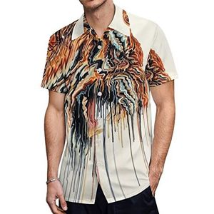 Abstract Tijger Schilderen Heren Hawaiiaanse Shirts Korte Mouw Casual Shirt Button Down Vakantie Strand Shirts 2XL