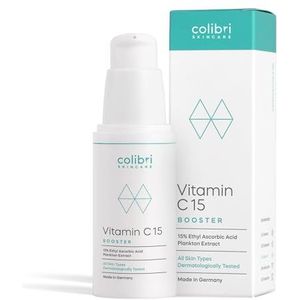 colibri skincare Vitamine C Serum hoog gedoseerd met echte 15% vitamine C - 30ml vegan anti-verouderingsserum - gezichtsverzorging tegen pigmentvlekken en donkere kringen - voor gezicht & huid