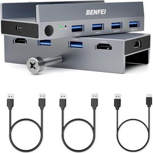 BENFEI USB 3.0 HDMI KVM-switch (8K@60Hz) met 4 USB 3.0-poorten voor 2 computers die Monitor Toetsenbord Muis sharen
