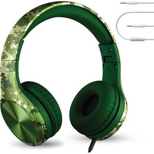 LilGadgets Connect+ PRO Kids Premium Volume Limited Bedrade Hoofdtelefoon met SharePort en Inline Microfoon (Kinderen) - Digitale Camo