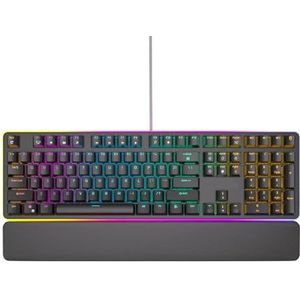 QPSJXN Bedraad mechanisch toetsenbord met 108 RGB-achtergrondverlichting omringende zijlamp, compatibel met Braziliaanse gamers (Engels zwart)