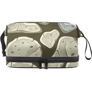 Grote capaciteit reizen cosmetische tas,Oude grijze stenen muur,Make-up tas,Waterdichte make-up tas organisator, Meerkleurig, 27x15x14 cm/10.6x5.9x5.5 in
