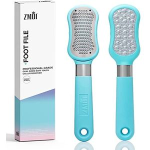 ZMOI Premium voetvijl, 2-in-1 eeltverwijderaar voor voeten met opslag van dode huid, voor droge, gebarsten hielen, harde huid, hoogwaardige roestvrijstalen voetschraper