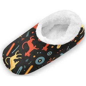 KAAVIYO Doodle Leuke honden botten outdoor slippers katoenen huisschoenen gesloten rug winter antislip pluizige voeten pantoffels voor binnen jongens vrouwen, Patroon, Large
