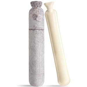 Lange warmwaterkruik met zachte overtrek (bruin)