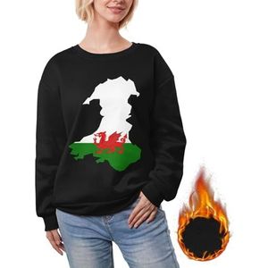 LFKVYZLC Dames Wales Fag Map Sweatshirts Trui Trui, Zwart, M