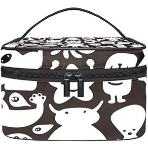 Ghost Zwart wit verschillende Make-up Organizer Bag, Reizen Make-up Tas Organizer Case Draagbare Cosmetische Tas voor Vrouwen en Meisjes Toiletartikelen, Meerkleurig, 22.5x15x13.8cm/8.9x5.9x5.4in