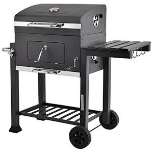 MaxxGarden Barbecuewagen, Houtskoolgrill, Rookoven, BBQ, Barbecue, 118 cm, Zwart