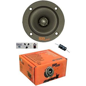 1 SP AUDIO SP-TW07 SPTW07 8,5 cm 85 mm diameter super tweeter 100 watt rms en 200 watt max impedantie 4 ohm gevoeligheid 112.3 db neodymium magneet, 1 stuk + condensator en 3 gratis stickers