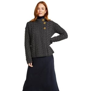 Asymmetrische Ierse multi-kabel wollen vest, Darkslategray, M