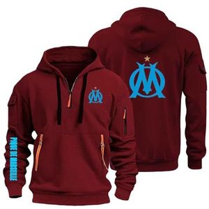 AHYAOFA Heren Gezellige Hoodie Sweatshirt voor P.D. Marseille Truien Tops Hoody Sport Uitloper Lange Mouw Hooded Jassen Half Zip Jassen, Rood-1, 18-20